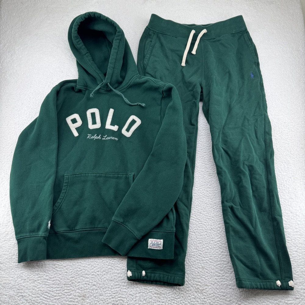 Polo Ralph Lauren Sweatsuit Mens Medium Emerald Green Hoodie Joggers Pony Set